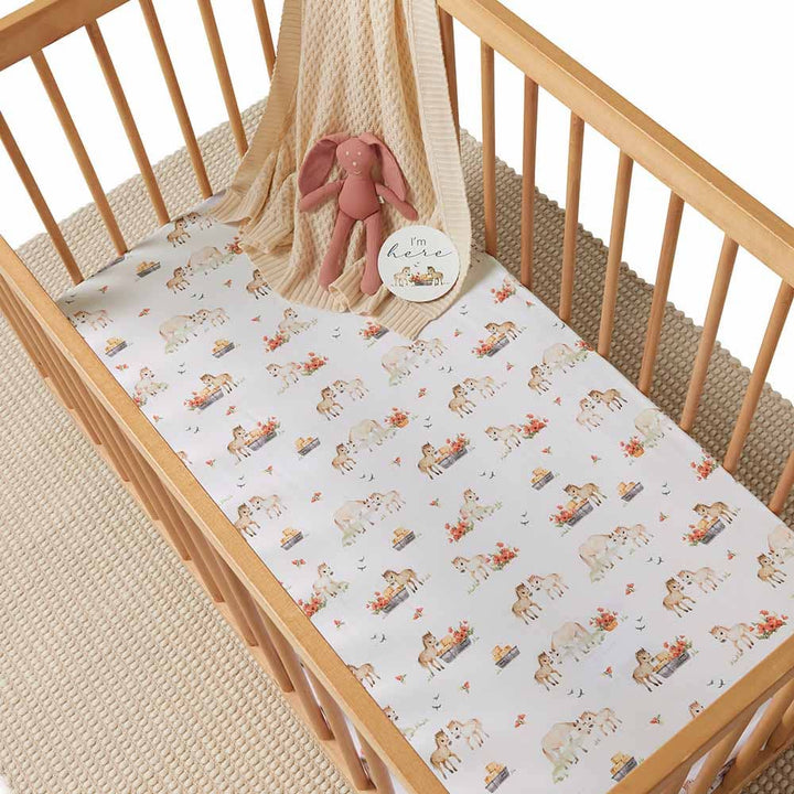 Pony Pals Certified Organic Cotton Fitted Cot Sheet - The Glamorous Grub