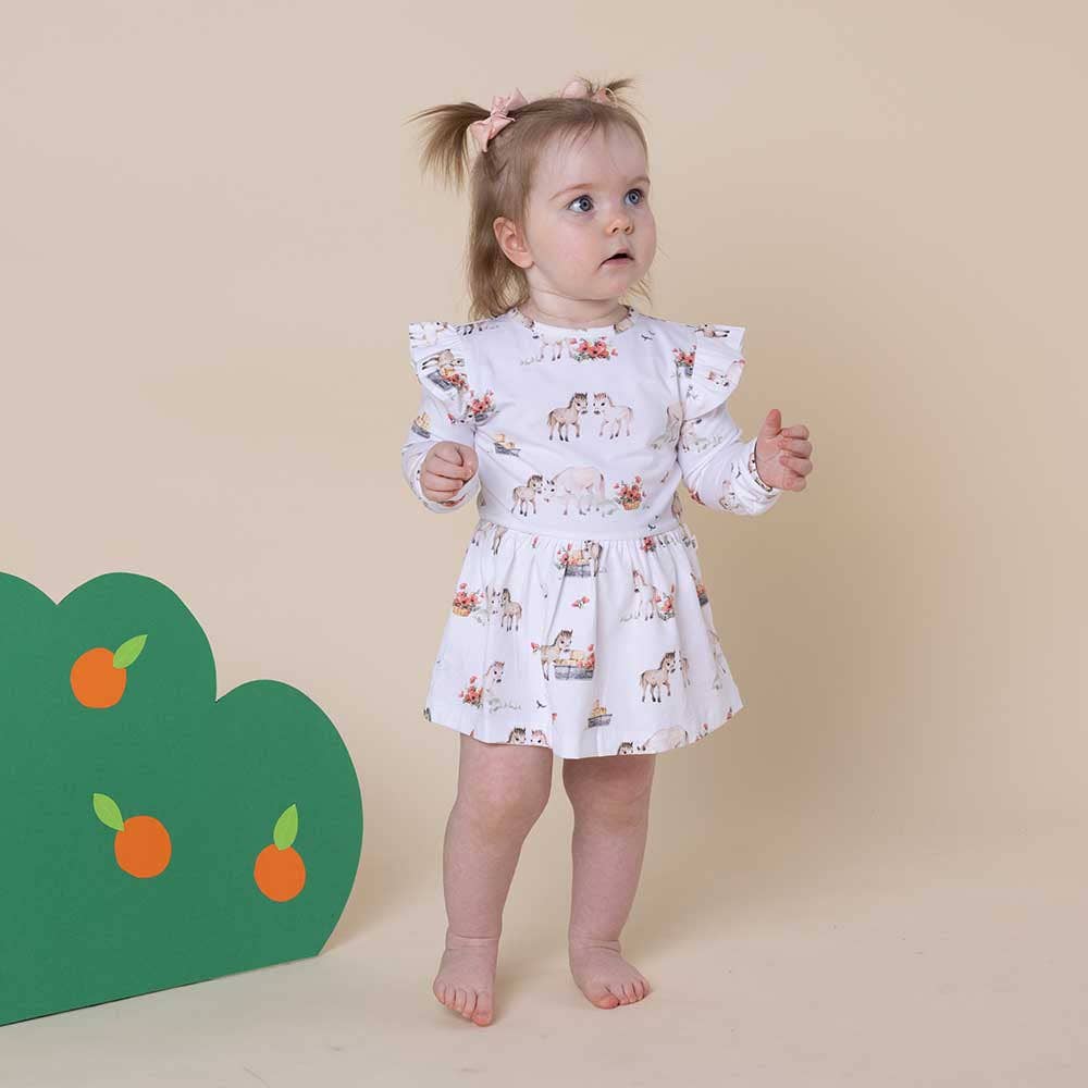 Pony Pals Long Sleeve Organic Dress - The Glamorous Grub