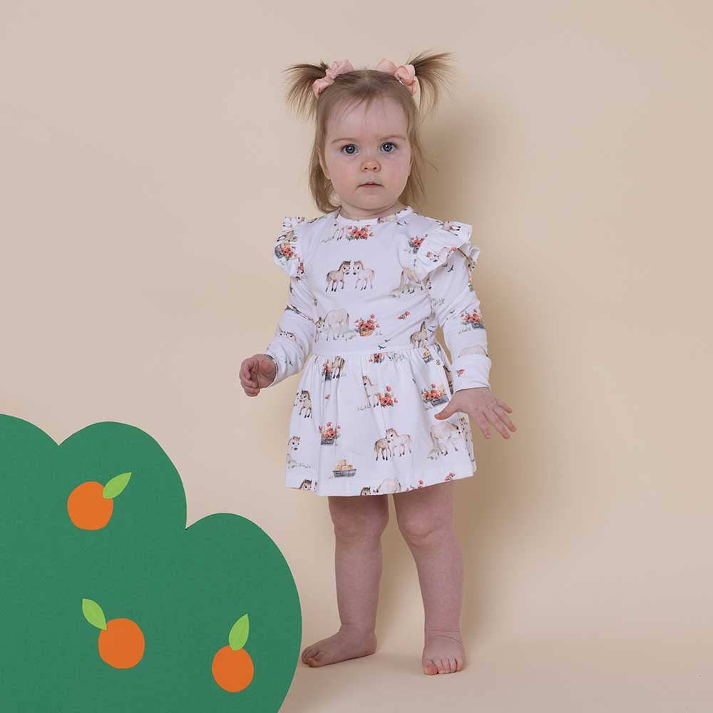 Pony Pals Long Sleeve Organic Dress - The Glamorous Grub