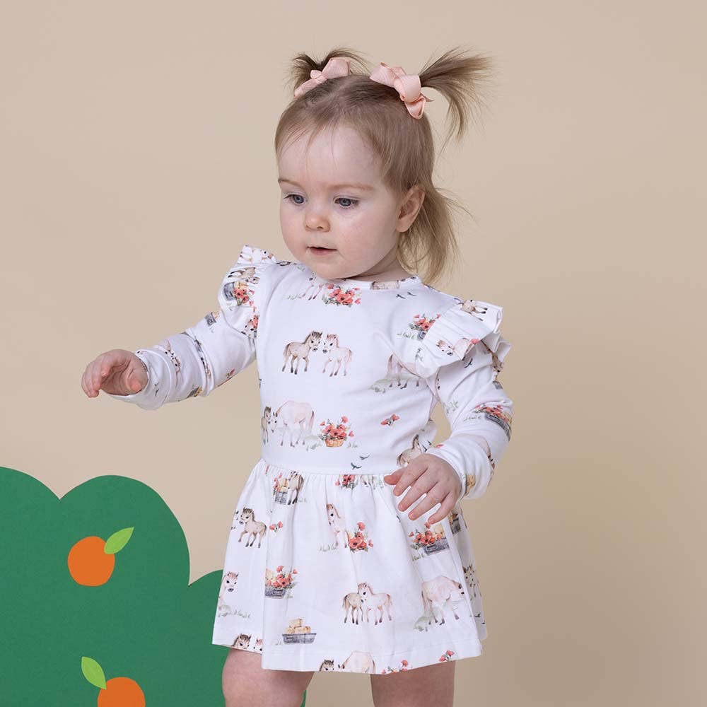 Pony Pals Long Sleeve Organic Dress - The Glamorous Grub