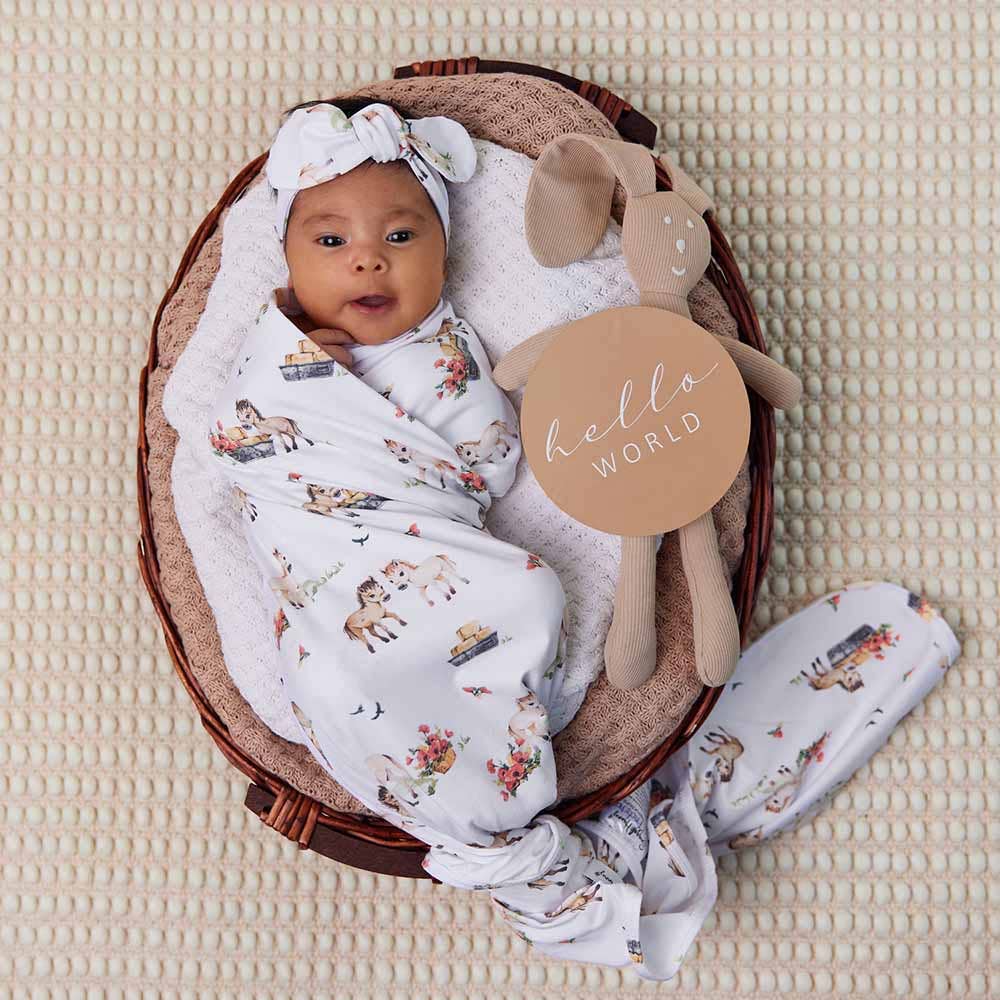 Pony Pals Organic Jersey Wrap & Topknot Set - The Glamorous Grub