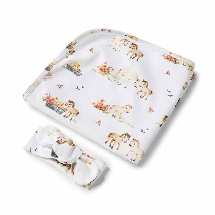 Pony Pals Organic Jersey Wrap & Topknot Set - The Glamorous Grub