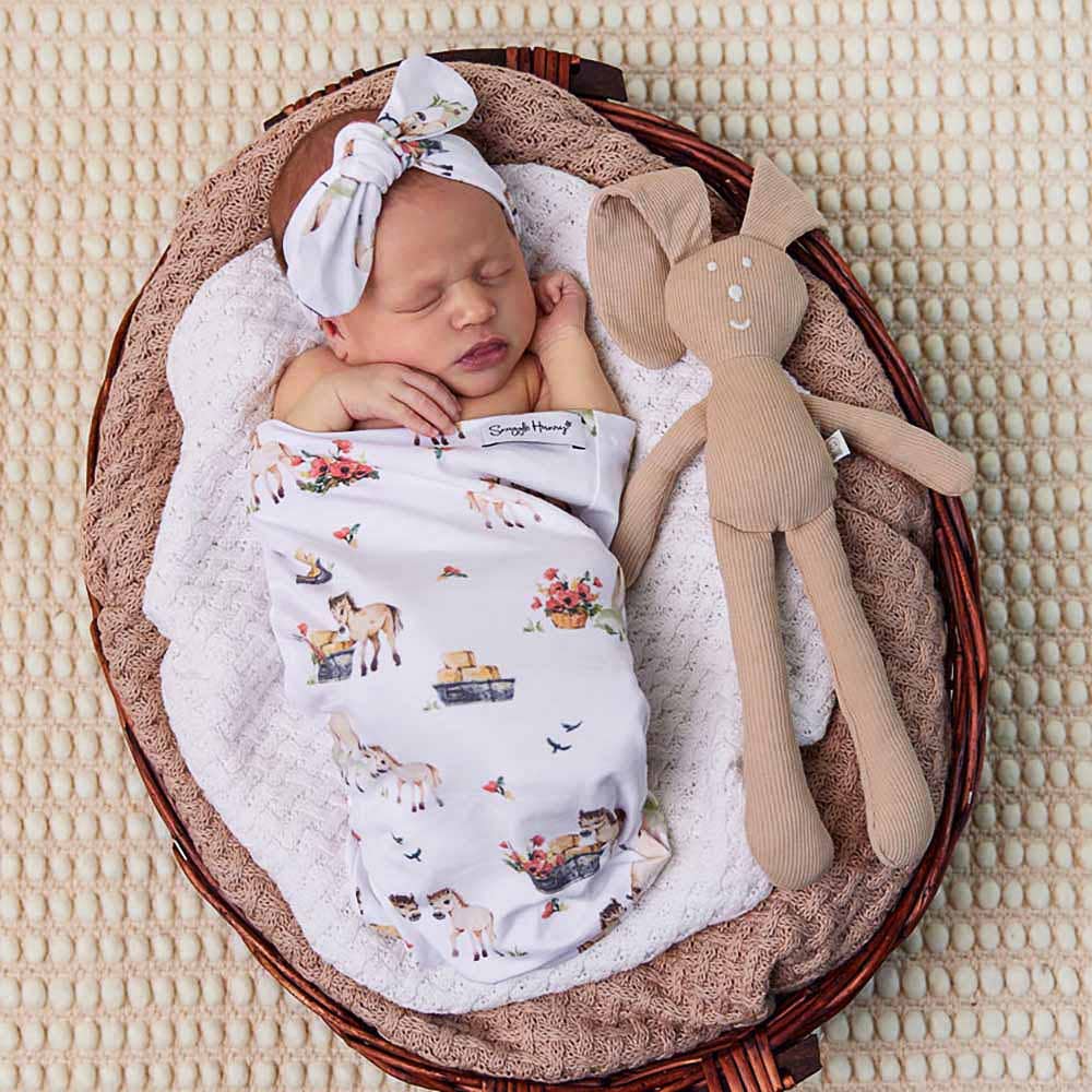 Pony Pals Organic Snuggle Swaddle & Topknot Set - The Glamorous Grub