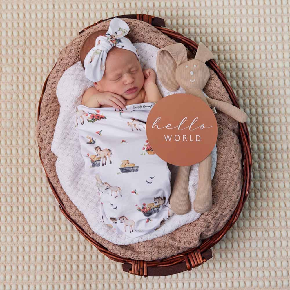 Pony Pals Organic Snuggle Swaddle & Topknot Set - The Glamorous Grub