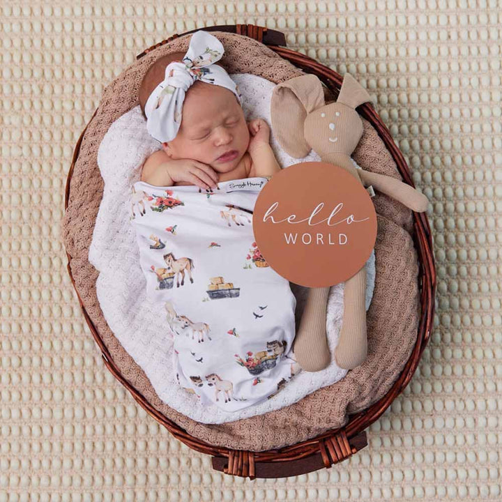Pony Pals Organic Snuggle Swaddle & Topknot Set - The Glamorous Grub