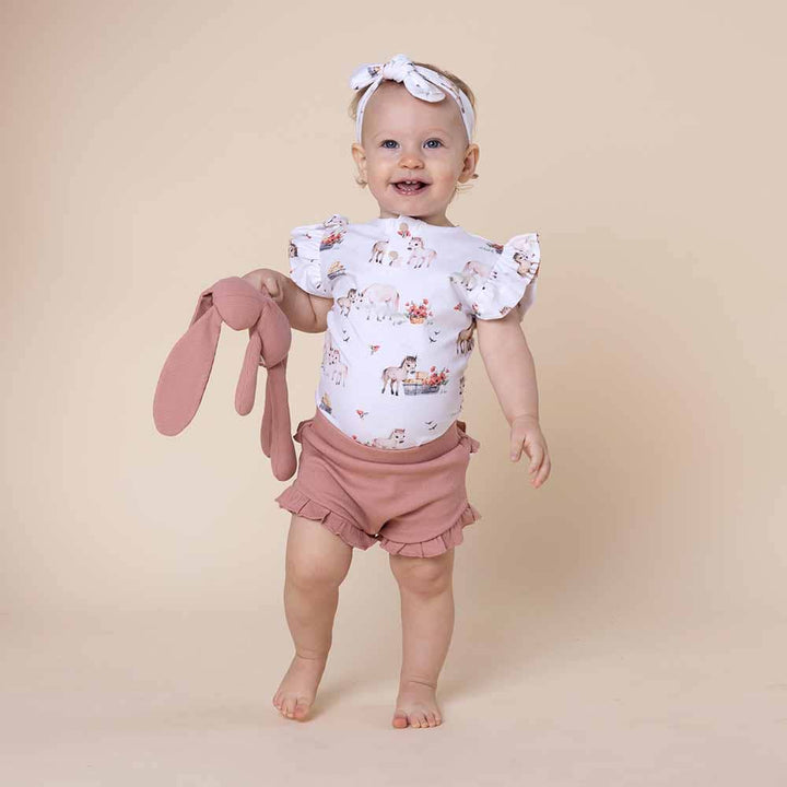 Pony Pals Short Sleeve Organic Bodysuit with Frill - The Glamorous Grub