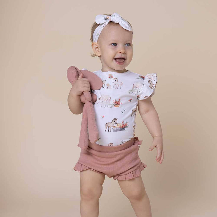 Pony Pals Short Sleeve Organic Bodysuit with Frill - The Glamorous Grub