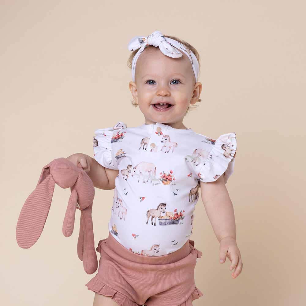 Pony Pals Short Sleeve Organic Bodysuit with Frill - The Glamorous Grub