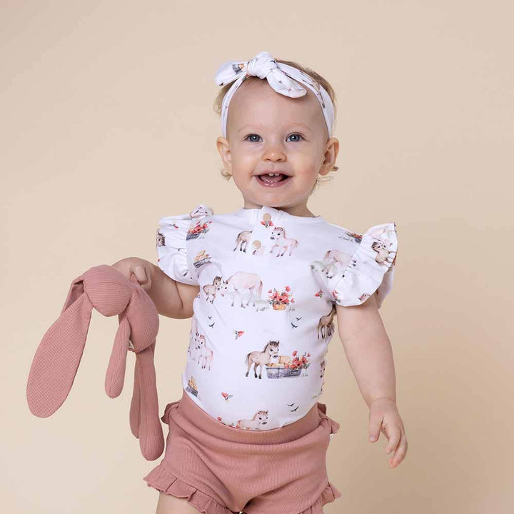 Pony Pals Short Sleeve Organic Bodysuit with Frill - The Glamorous Grub