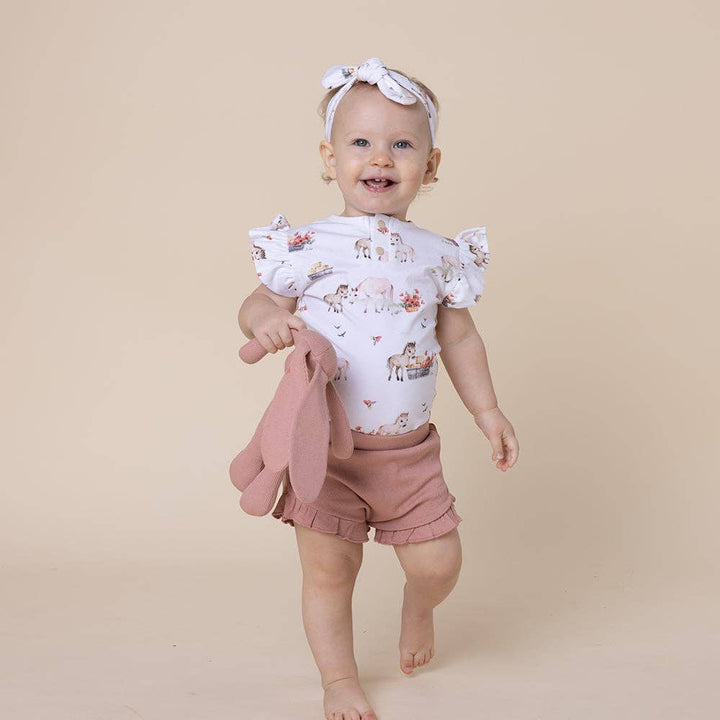 Pony Pals Short Sleeve Organic Bodysuit with Frill - The Glamorous Grub
