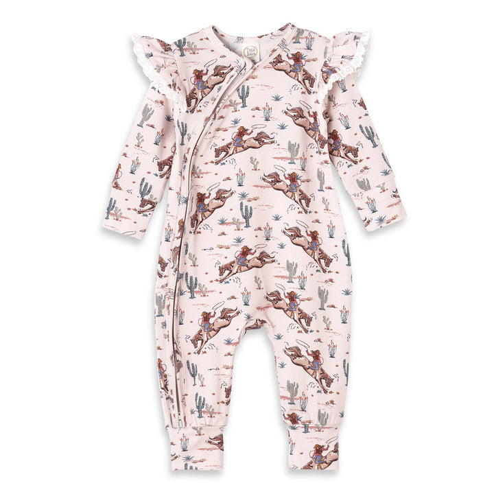 Prairie Princess Baby Girl Bamboo Western Zipper Romper - The Glamorous Grub