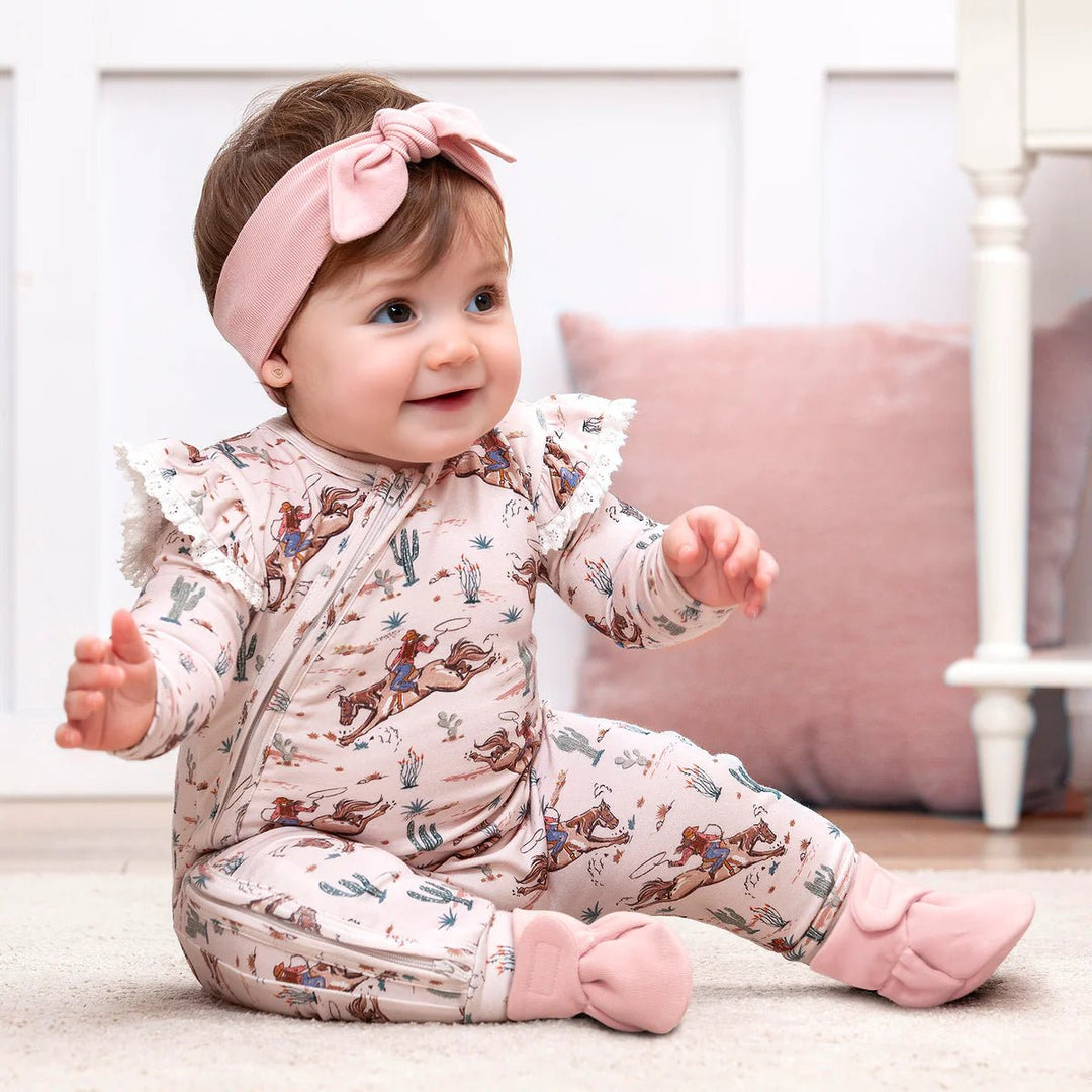 Prairie Princess Baby Girl Bamboo Western Zipper Romper - The Glamorous Grub