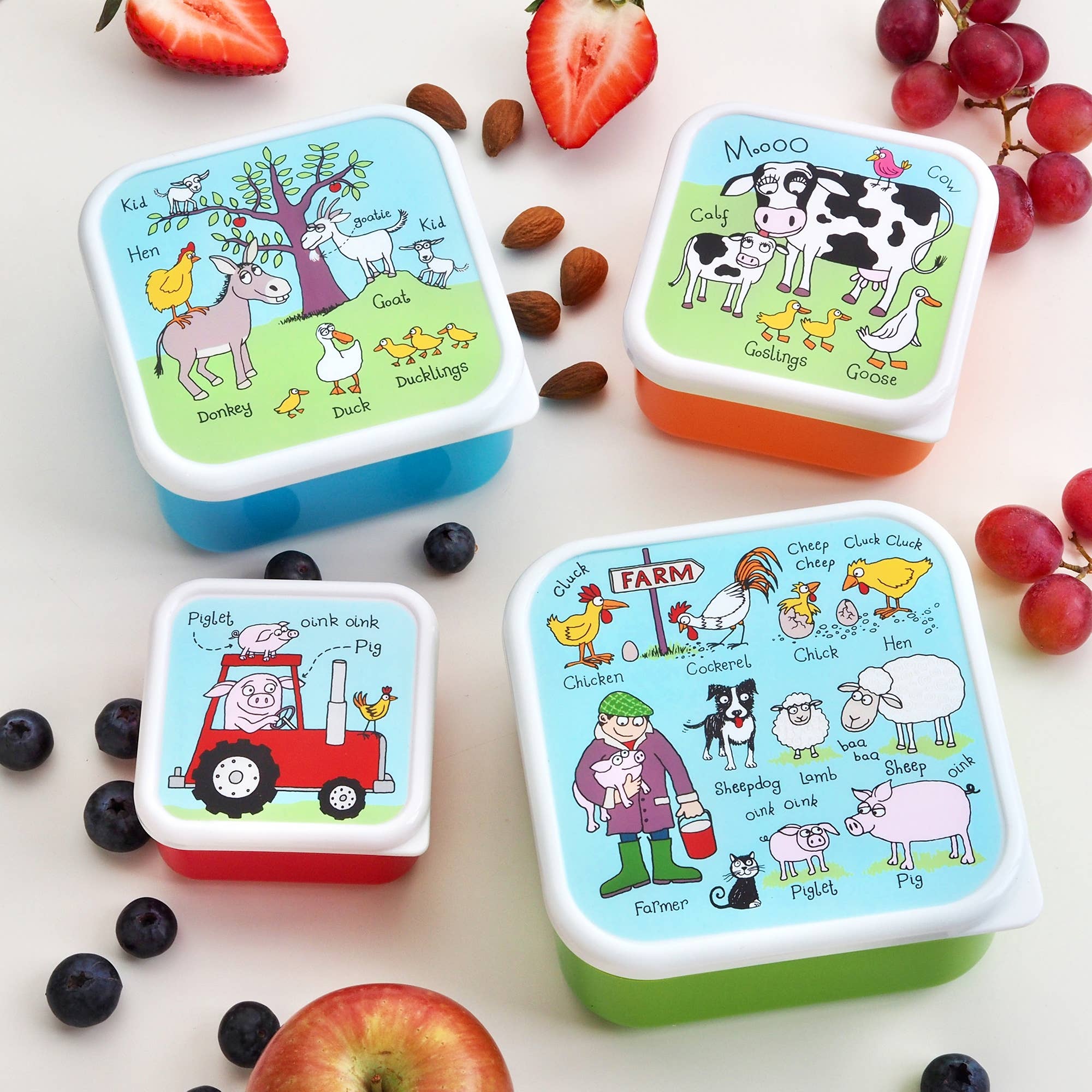 Set of 4 Farm Snack Boxes For Kids - The Glamorous Grub