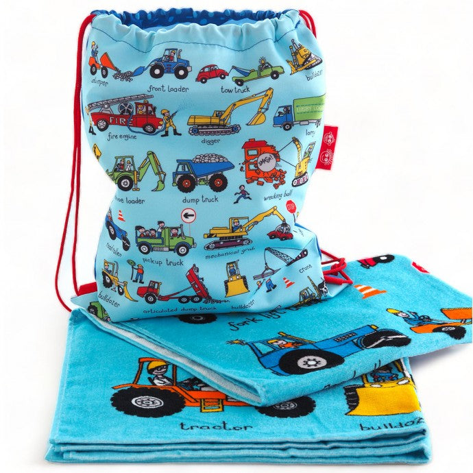 Kids Trucks Waterproof Drawstring Bag - Recycled!