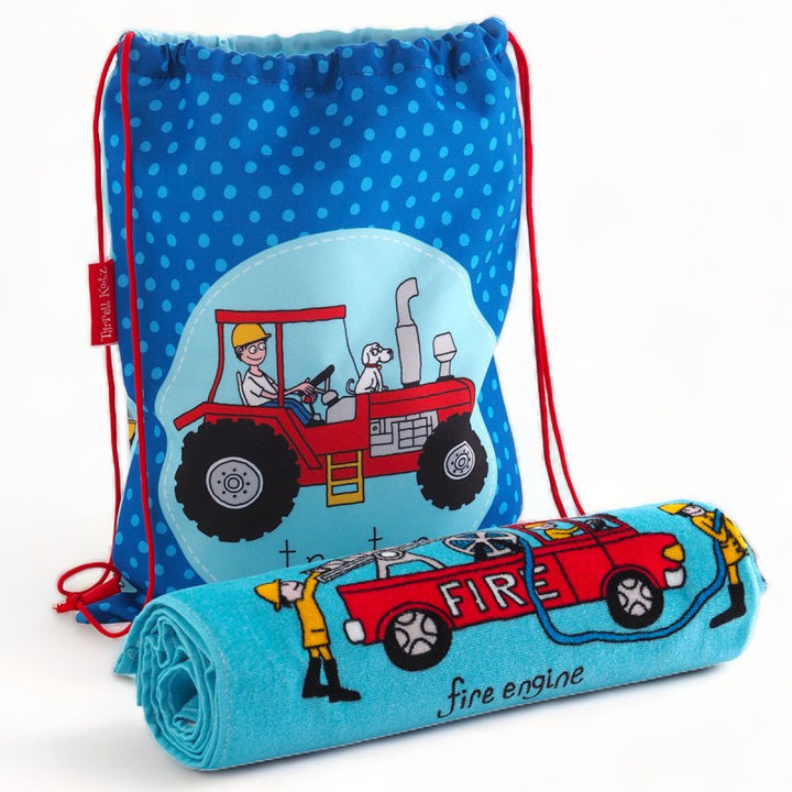 Kids Trucks Waterproof Drawstring Bag - Recycled!
