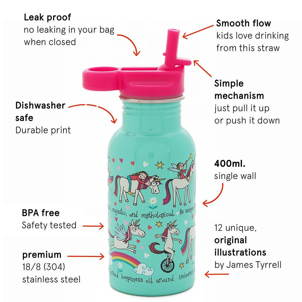 Tyrrell Katz Unicorns Stainless Steel Drink Bottle - The Glamorous Grub