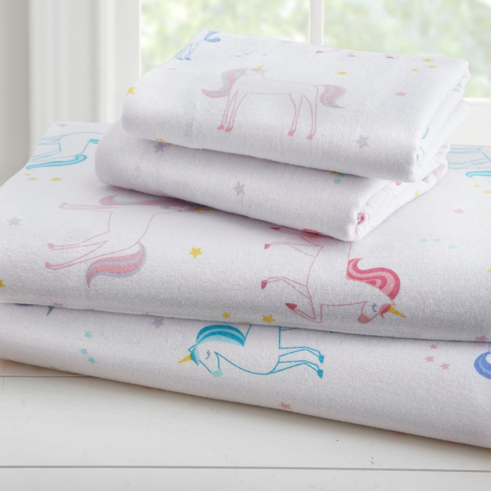 Unicorn 100% Cotton Flannel Sheet Set - Double - The Glamorous Grub