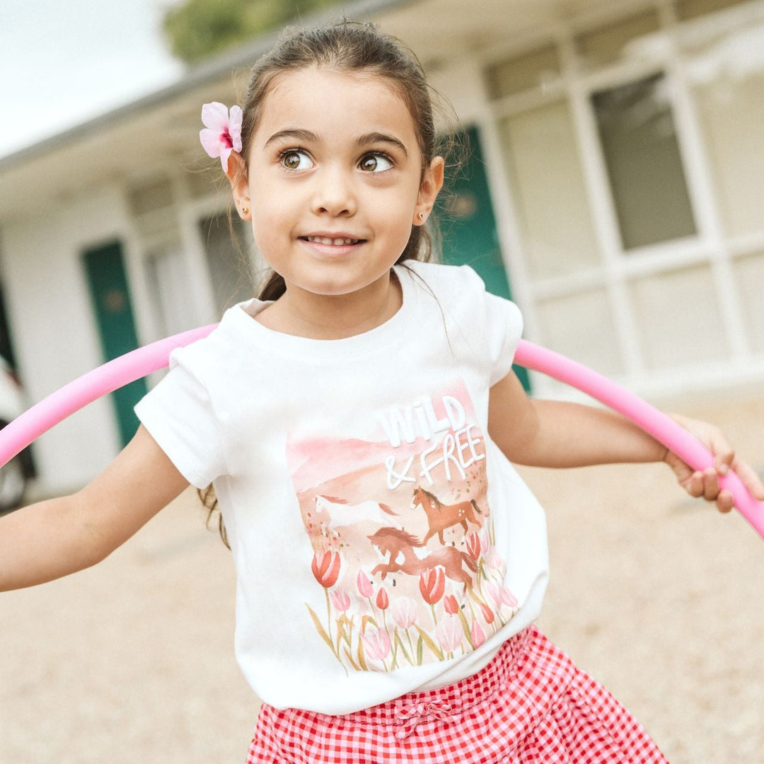 "Sundae" Organic Wild &amp; Free Horses Tee 3-7 yrs