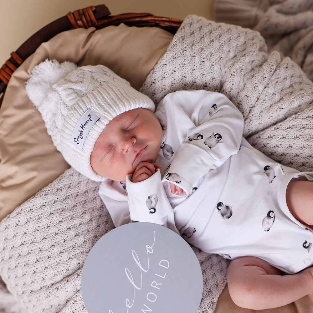 White Organic Baby Knit Beanie - The Glamorous Grub