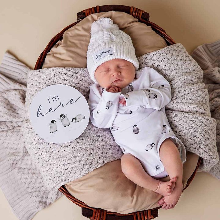 White Organic Baby Knit Beanie - The Glamorous Grub