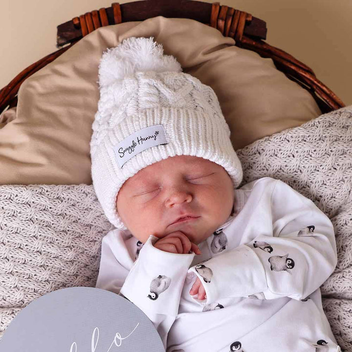White Organic Baby Knit Beanie - The Glamorous Grub