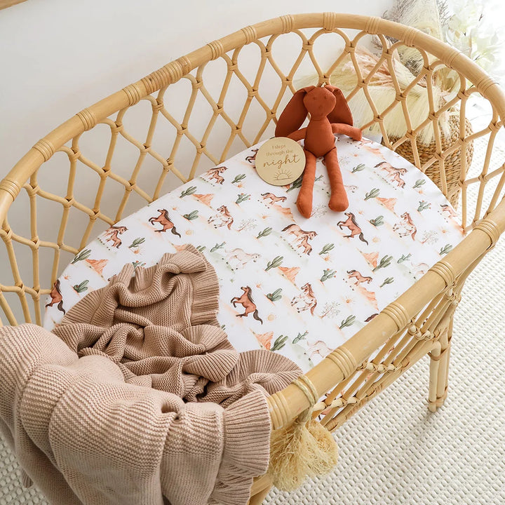 Wild Horses Organic Bassinet Sheet / Change Pad Cover