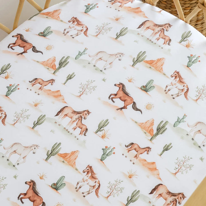 Wild Horses Organic Bassinet Sheet / Change Pad Cover