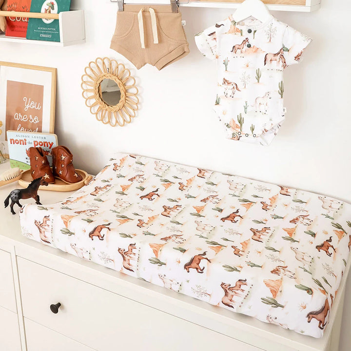Wild Horses Organic Bassinet Sheet / Change Pad Cover