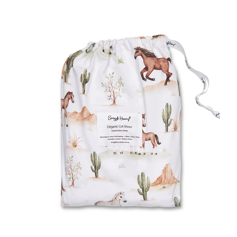 Wild Horses Certified Organic Cotton Fitted Cot Sheet