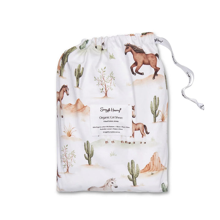 Wild Horses Certified Organic Cotton Fitted Cot Sheet