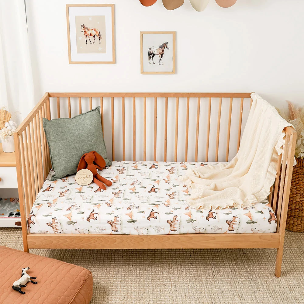 Wild Horses Certified Organic Cotton Fitted Cot Sheet