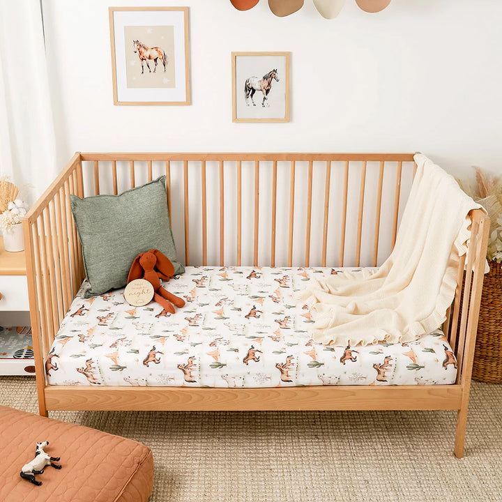 Wild Horses Certified Organic Cotton Fitted Cot Sheet