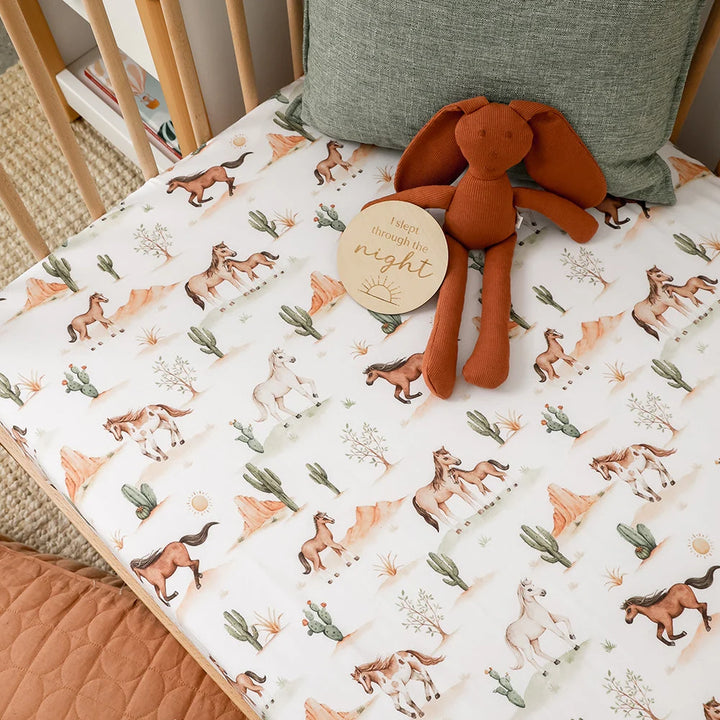 Wild Horses Certified Organic Cotton Fitted Cot Sheet