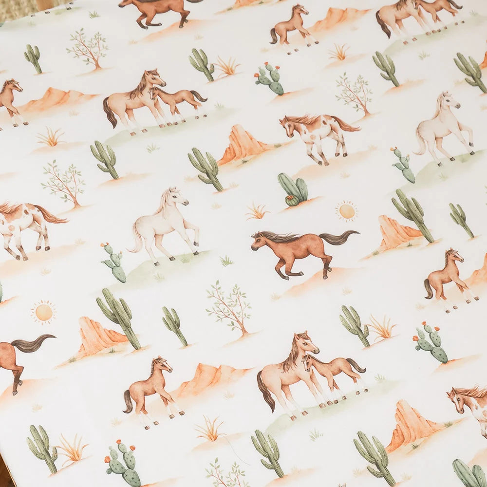 Wild Horses Certified Organic Cotton Fitted Cot Sheet