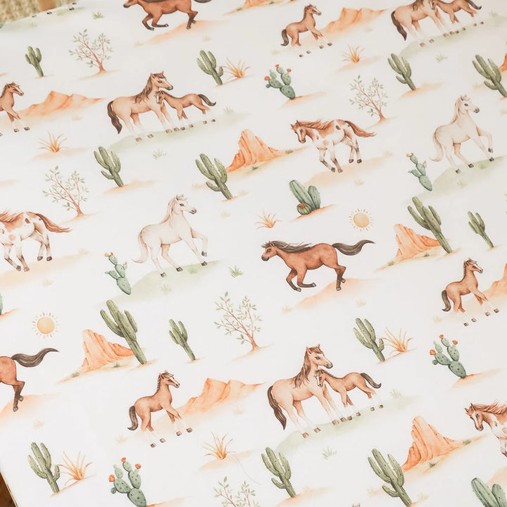 Wild Horses Certified Organic Cotton Fitted Cot Sheet