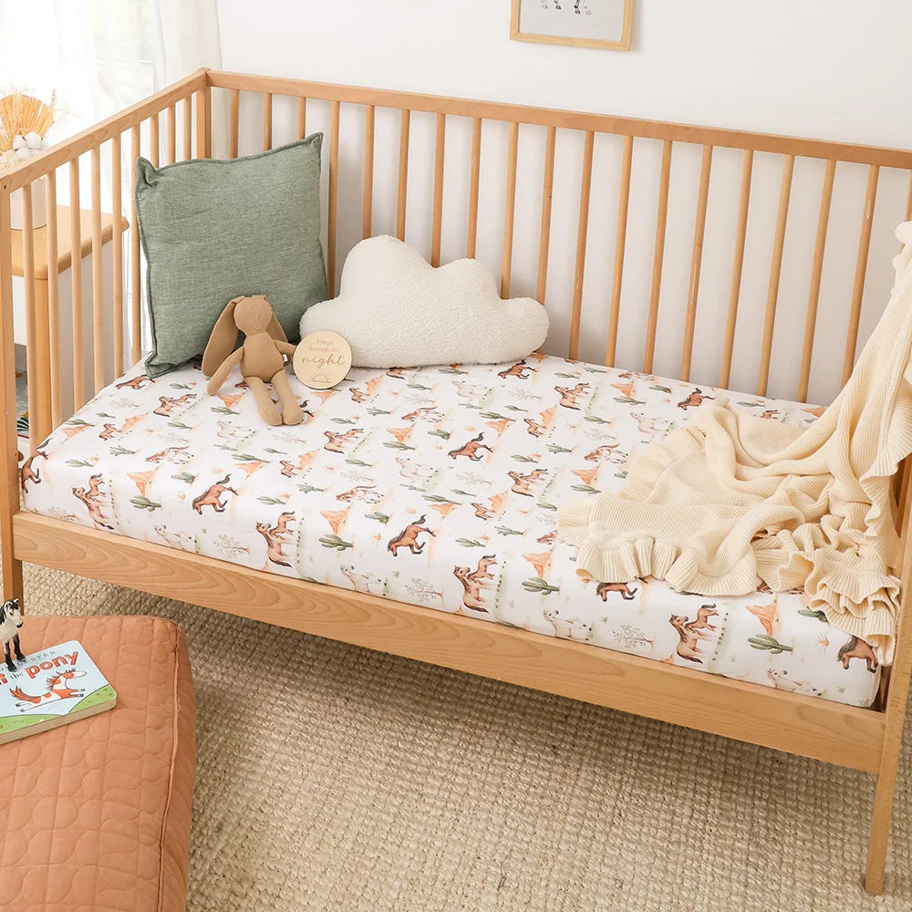 Wild Horses Certified Organic Cotton Fitted Cot Sheet
