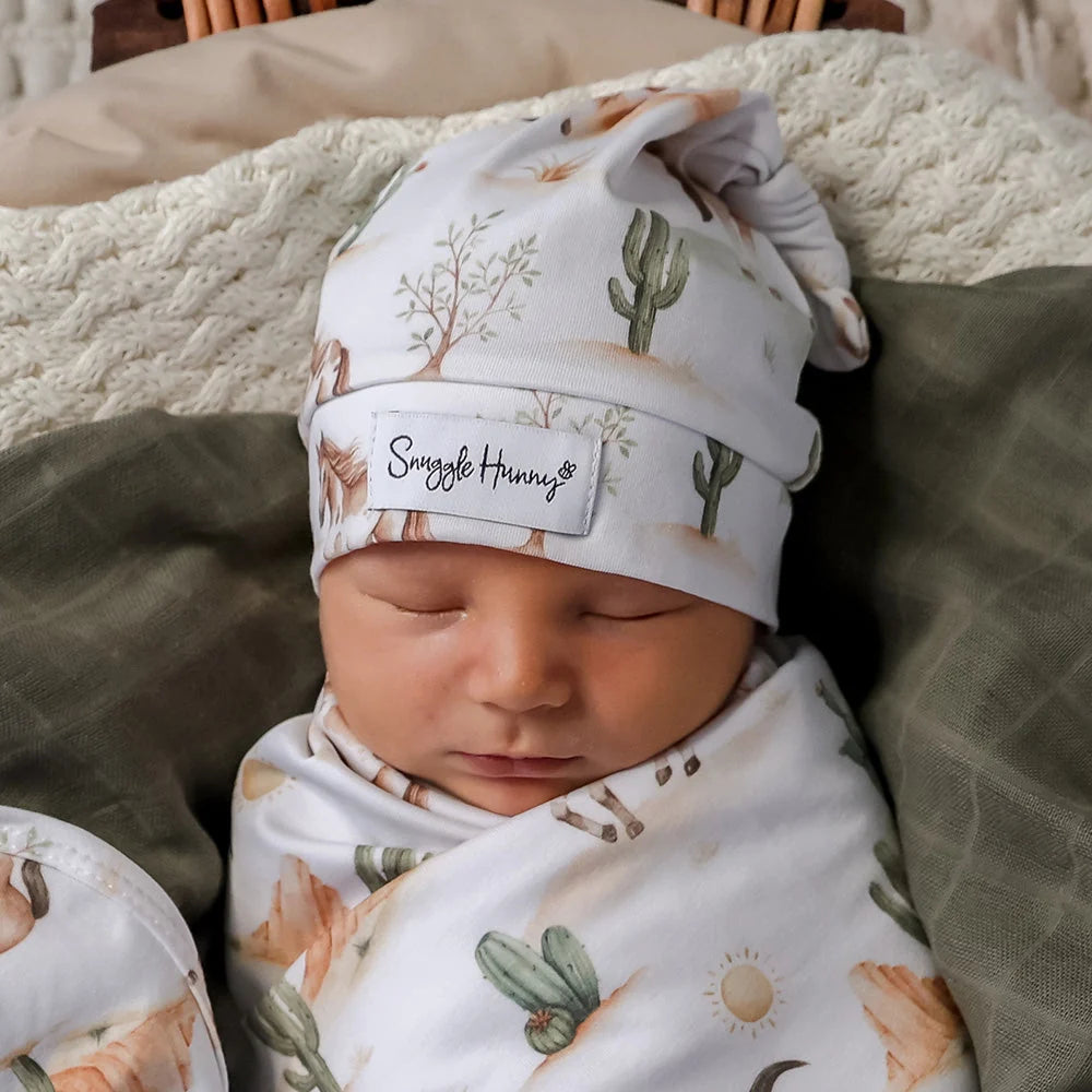 Wild Horses Organic Jersey Wrap &amp; Beanie Set
