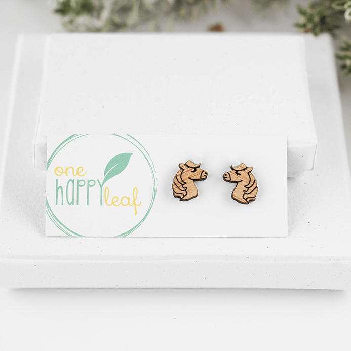 Wooden Horse Earrings - The Glamorous Grub