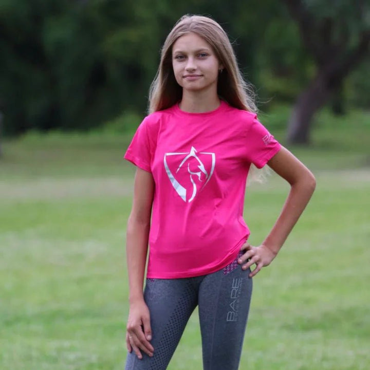 Youth BARE Black Logo T-Shirt - Dark Pink - The Glamorous Grub