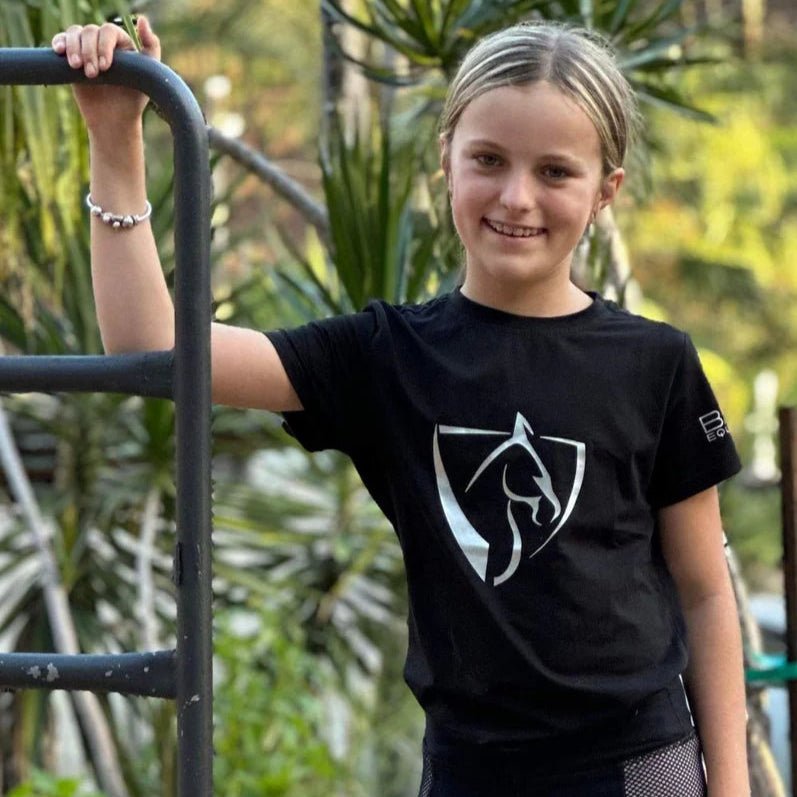 Youth BARE Silver Logo T-Shirt - Black - The Glamorous Grub