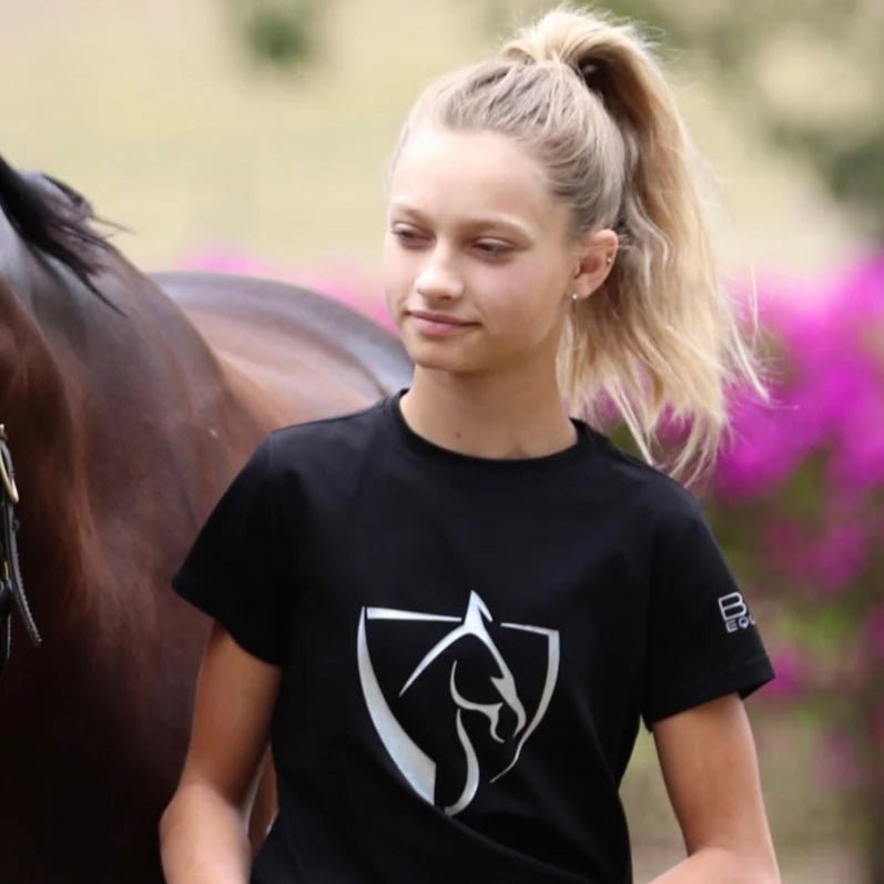 Youth BARE Silver Logo T-Shirt - Black - The Glamorous Grub